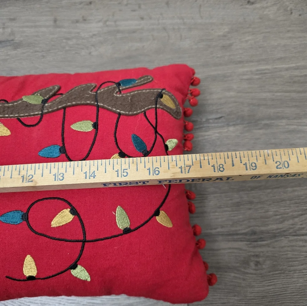 Pier 1 Reindeer Christmas Light Accent Pillow Holiday Decor